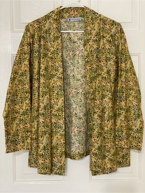Diane Sandler Lightweight Festive Floral Open Front Jacket Cardigan - Size XL